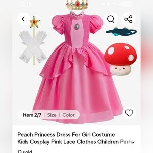 Princess Peach Costume With accessories Princess Costume Dress -size 6X-7,8